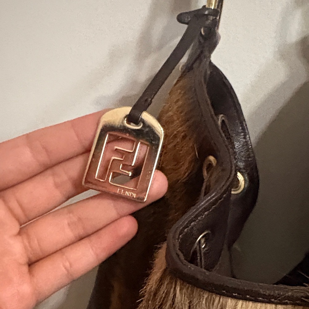 FENDI vintage calf hair hobo drawstring bag - Picture 10 of 17